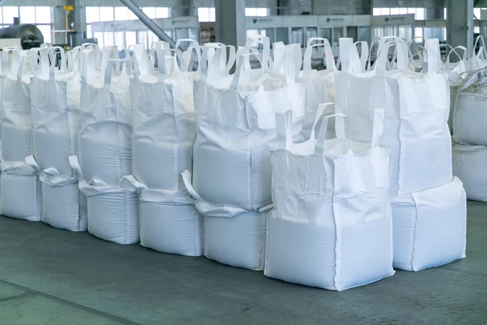 FIBC bags manufactured using recycled rPET flakes.