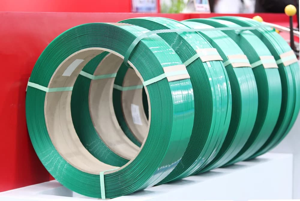 rPET strap manufactured using recycled rPET flakes