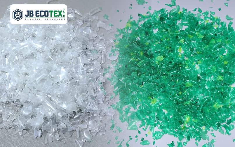 Clear and Green PET Flakes