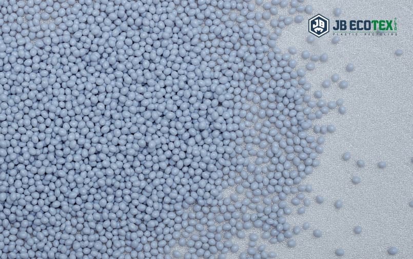 Recycled PET resin pellets showing high-quality rPET material by JB Ecotex plastic recycling