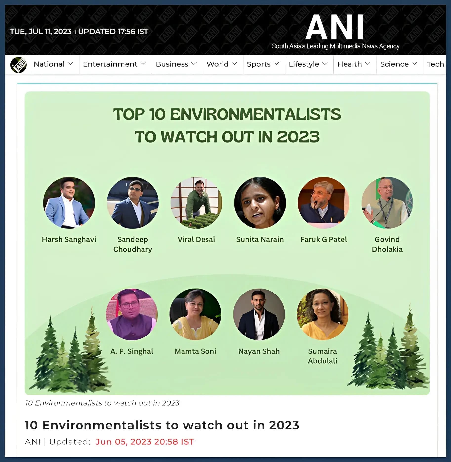 JB Ecotex Among Top 10 Environmentalists to Watch in 2023 - ANI News Recognition